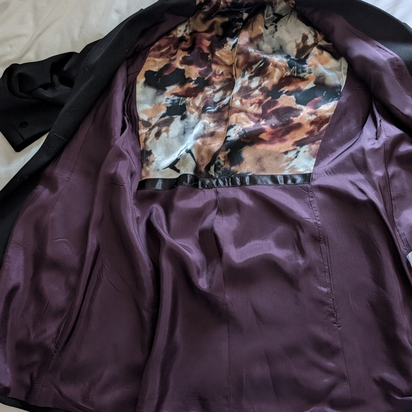 Teenflo Black Blazer Longline Button Down Fits Medium Made In Canada Wool Blend - Picture 3 of 10